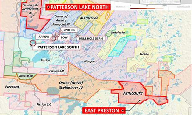 Graphic map showing project location in Western Athabasca Basin, Saskatchewan, Canada.