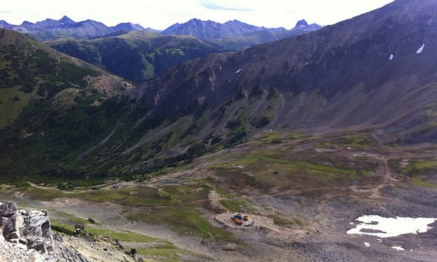 Drilling underway at the Kemess East site in August 2014.