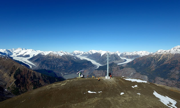 For longer jobs, the team will bring out a shelter to camp overnight, such as on this mountaintop.