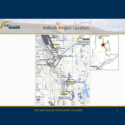 Midland resumes exploration work on its Willbob Gold Project in the Labrador Trough
