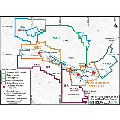 Fireweed acquires large zinc property on extension of Macmillan Pass Zinc Project